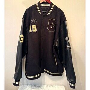 Cookies The Dapper Don Black Varsity Jacket Leather Sleeves 3XL